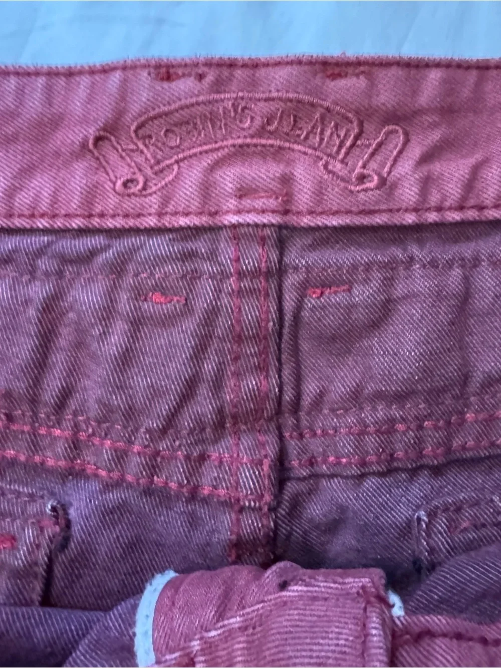 Robin's Jean Men's Burgundy Gold Acid Wash Tie Dye Straight Studded Jeans Sz 42